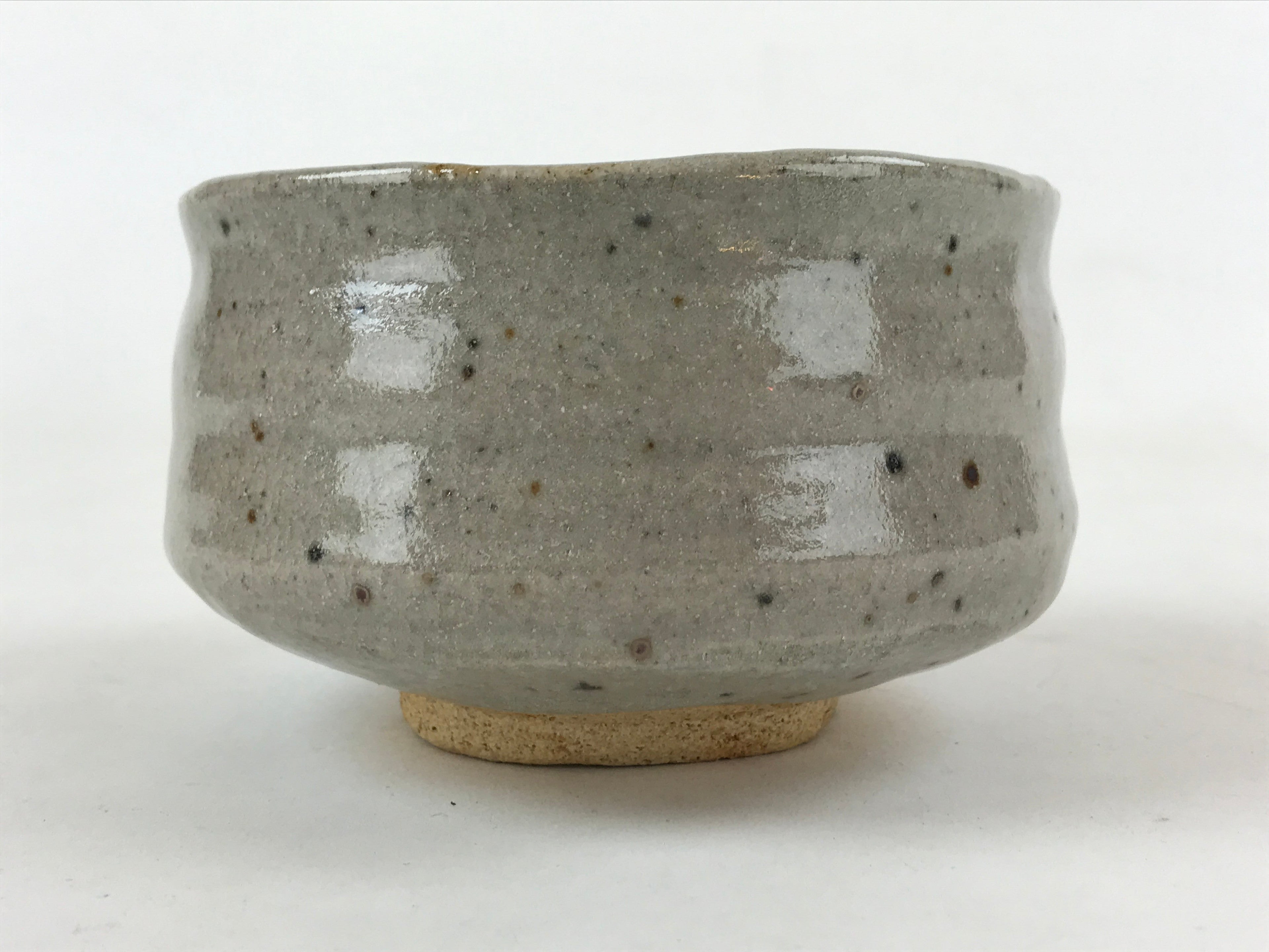 Japanese Ceramic Shino Ware Green Tea Bowl Vtg Gray Matcha Chawan Sado PX709