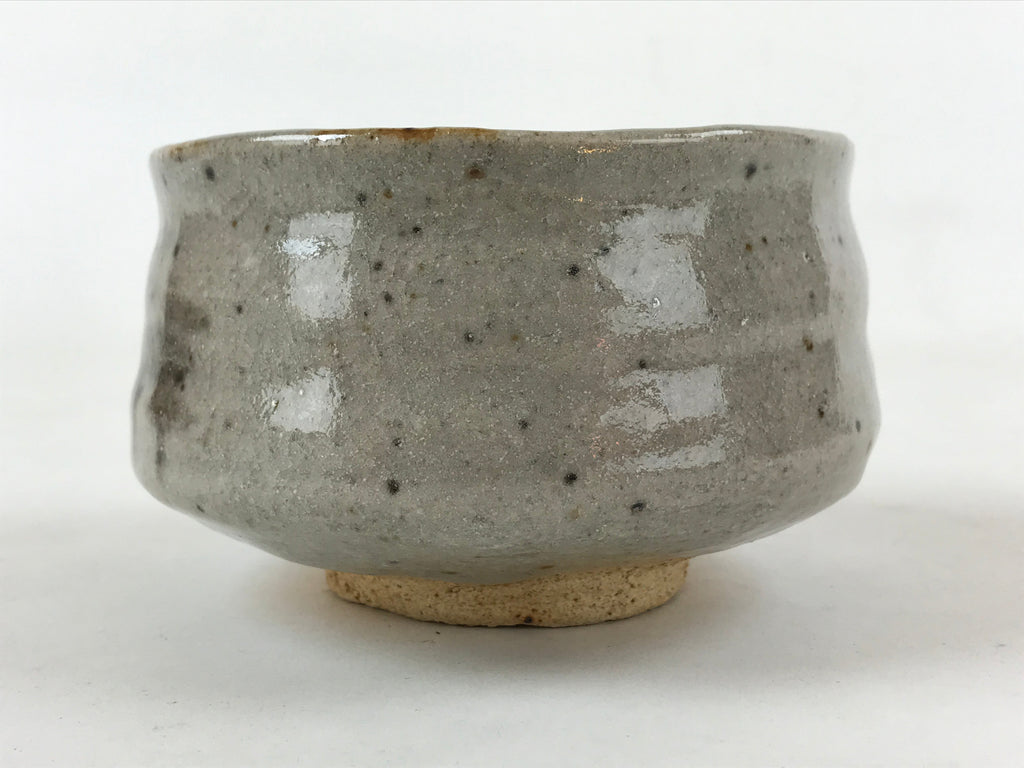 Japanese Ceramic Shino Ware Green Tea Bowl Vtg Gray Matcha Chawan Sado PX709
