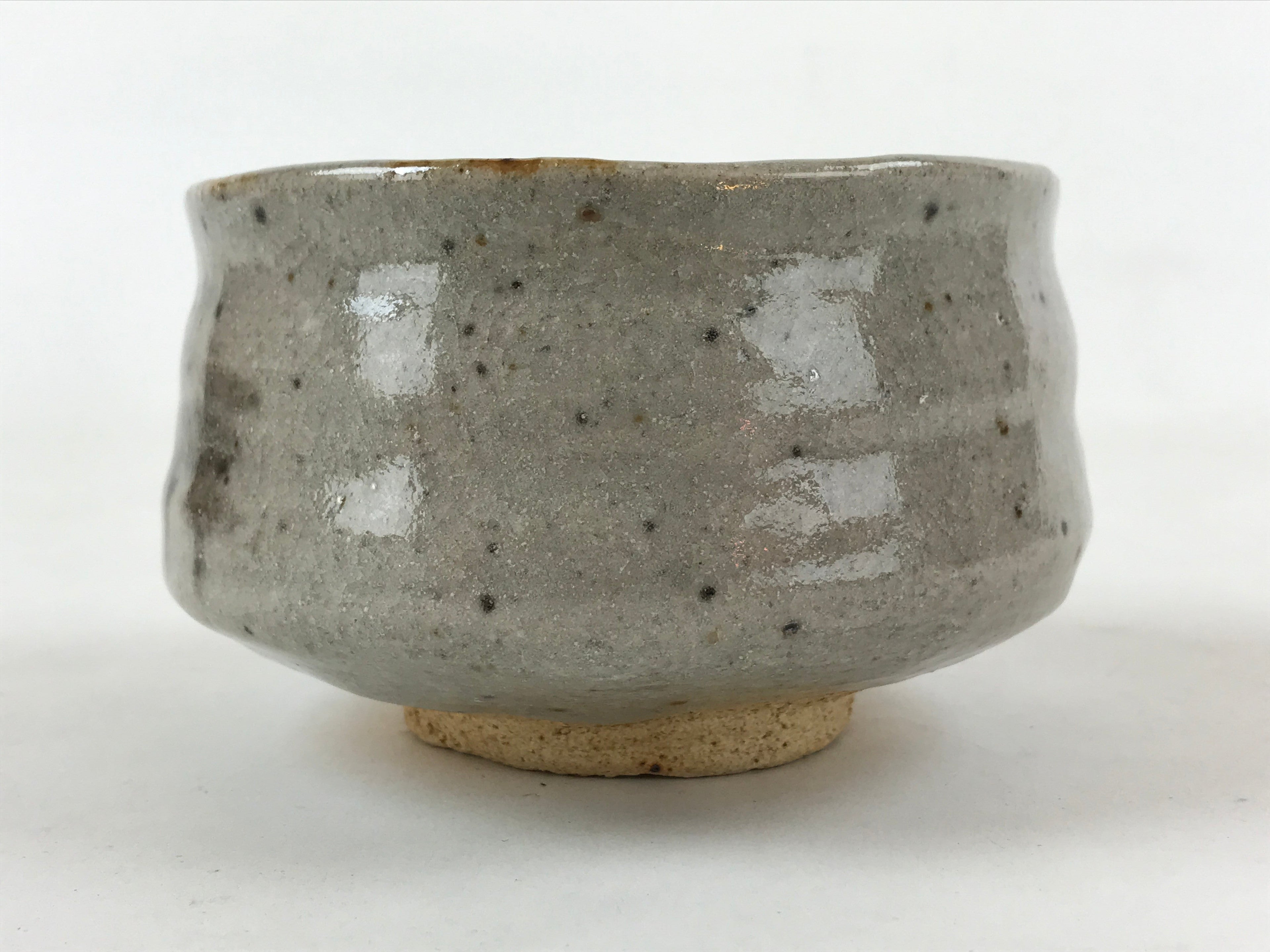 Japanese Ceramic Shino Ware Green Tea Bowl Vtg Gray Matcha Chawan Sado PX709