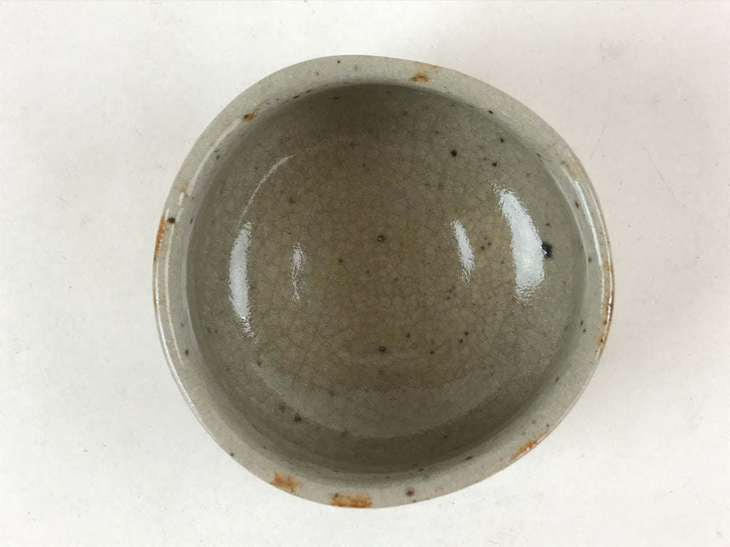 Japanese Ceramic Shino Ware Green Tea Bowl Vtg Gray Matcha Chawan Sado PX709