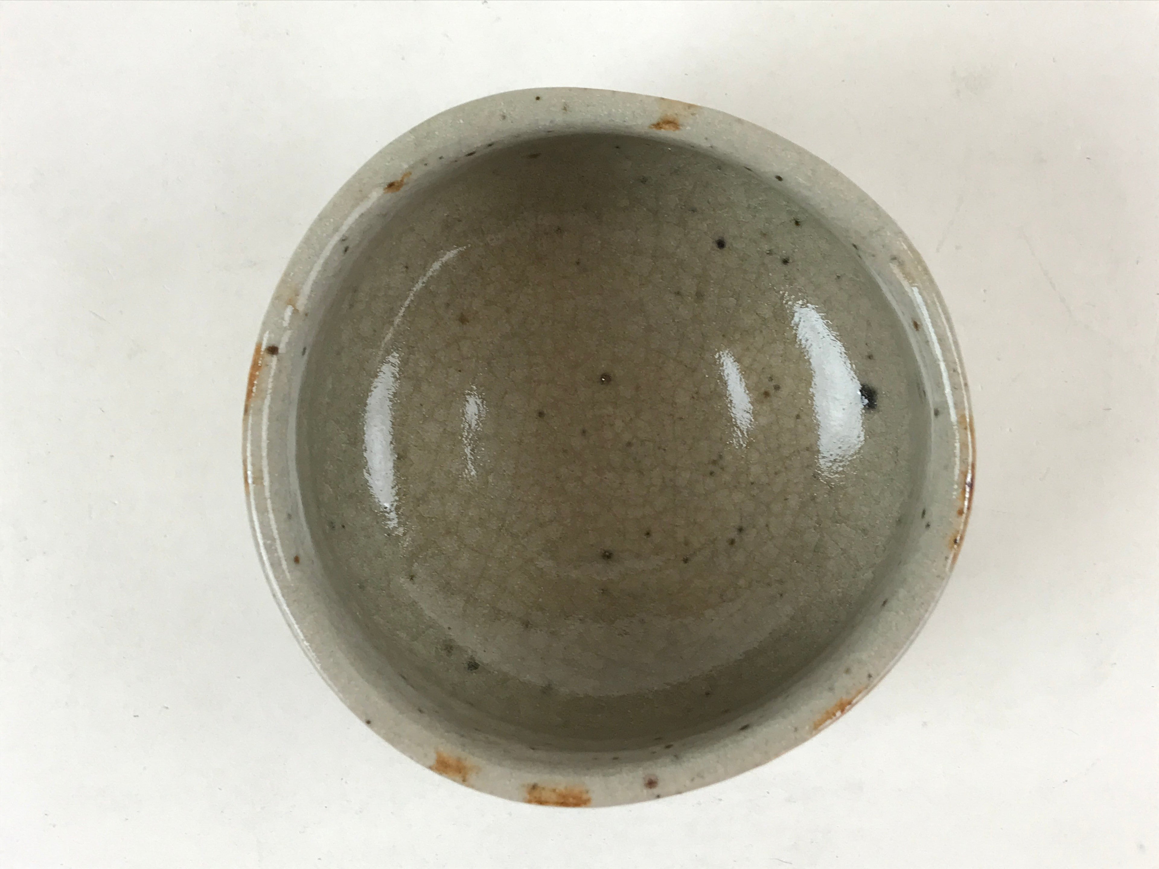 Japanese Ceramic Shino Ware Green Tea Bowl Vtg Gray Matcha Chawan Sado PX709