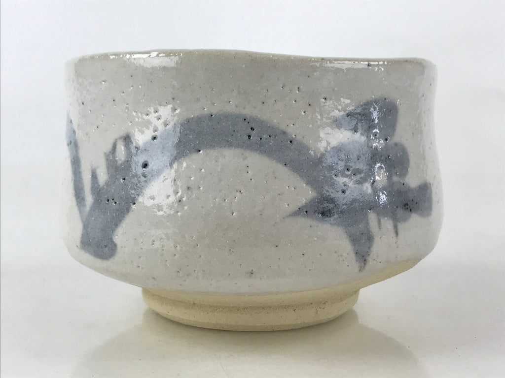 Japanese Ceramic Shino Ware Green Tea Bowl Vtg White Matcha Chawan Sado PX684