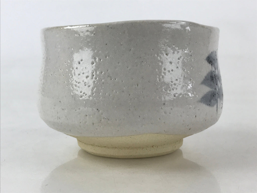 Japanese Ceramic Shino Ware Green Tea Bowl Vtg White Matcha Chawan Sado PX684