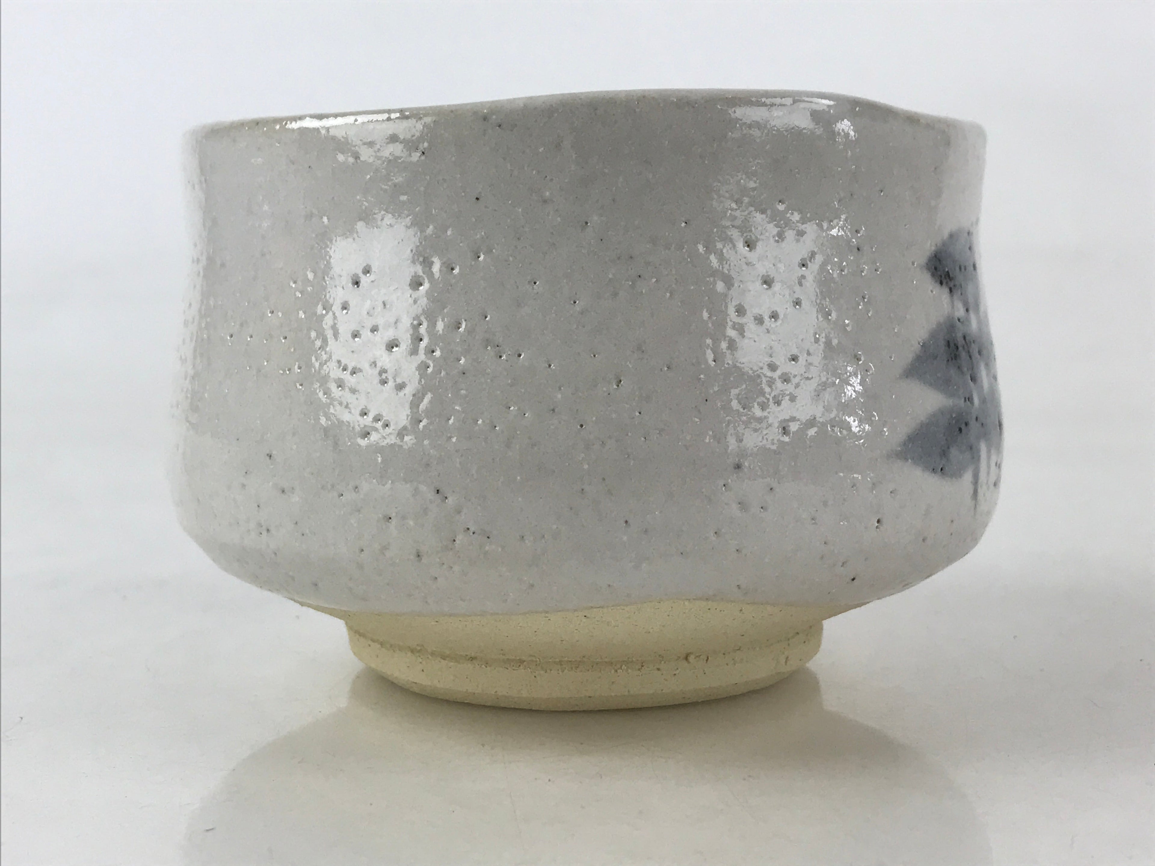 Japanese Ceramic Shino Ware Green Tea Bowl Vtg White Matcha Chawan Sado PX684