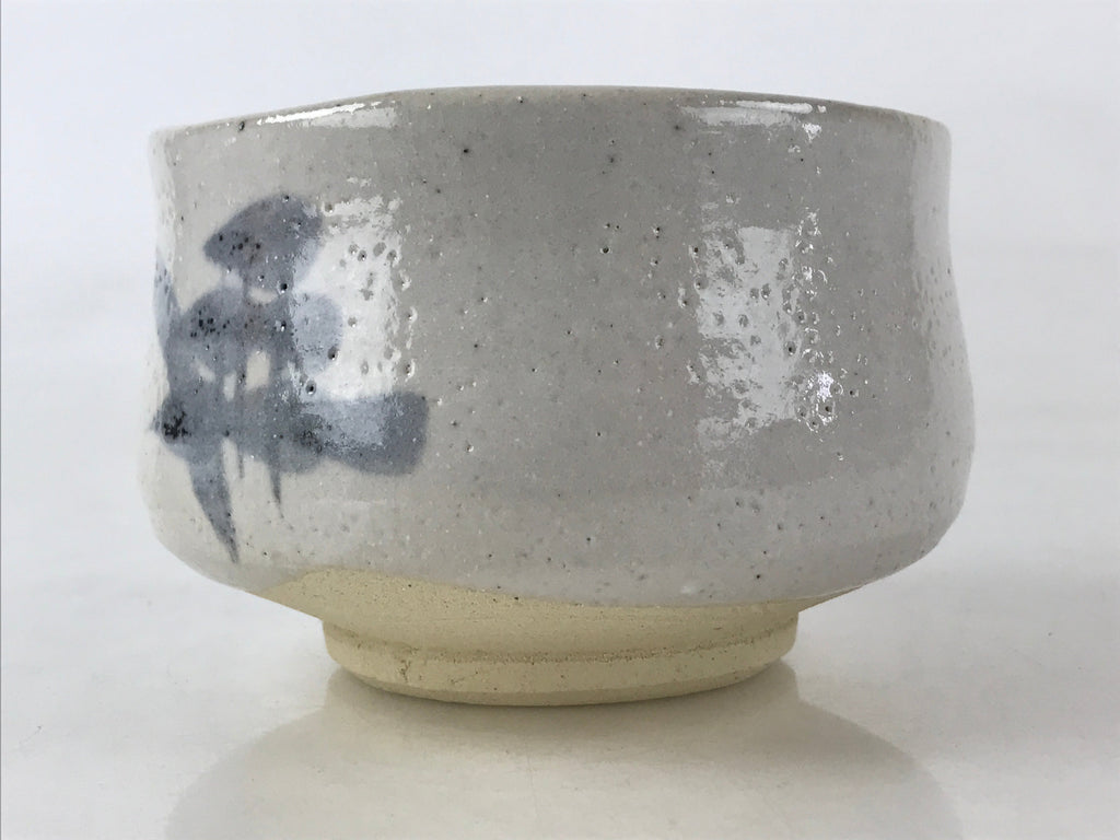 Japanese Ceramic Shino Ware Green Tea Bowl Vtg White Matcha Chawan Sado PX684