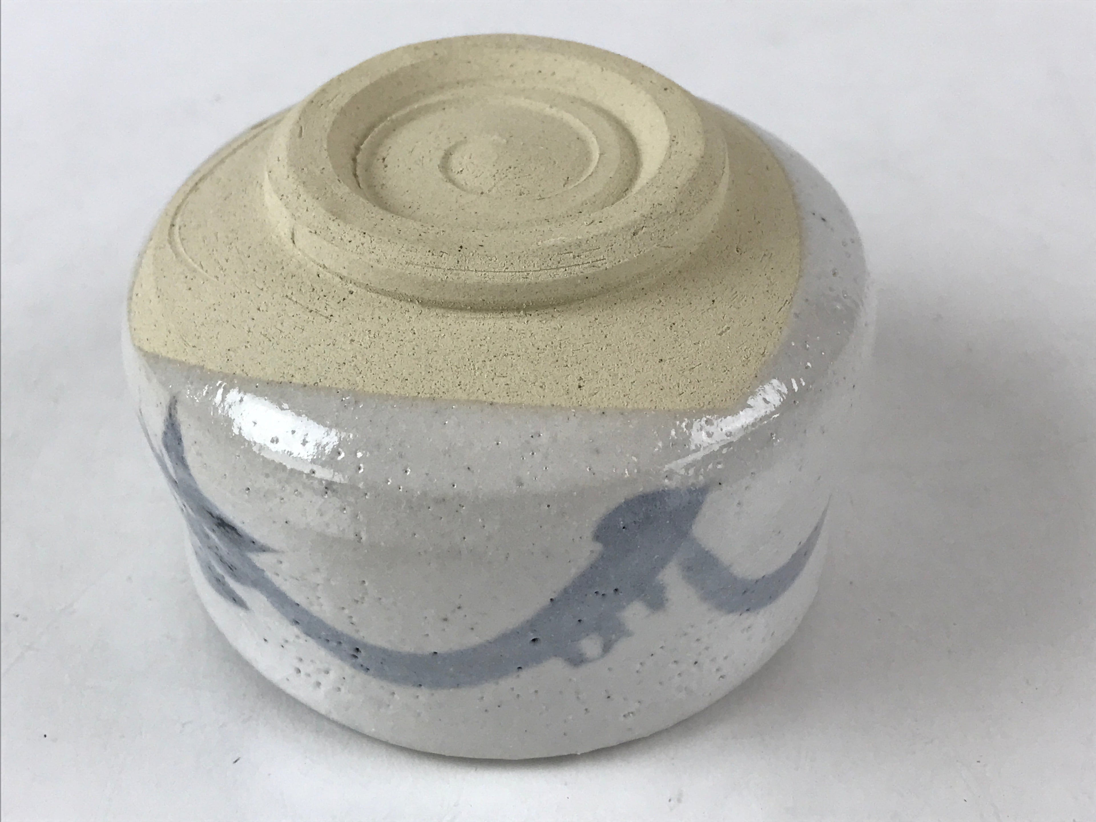 Japanese Ceramic Shino Ware Green Tea Bowl Vtg White Matcha Chawan Sado PX684