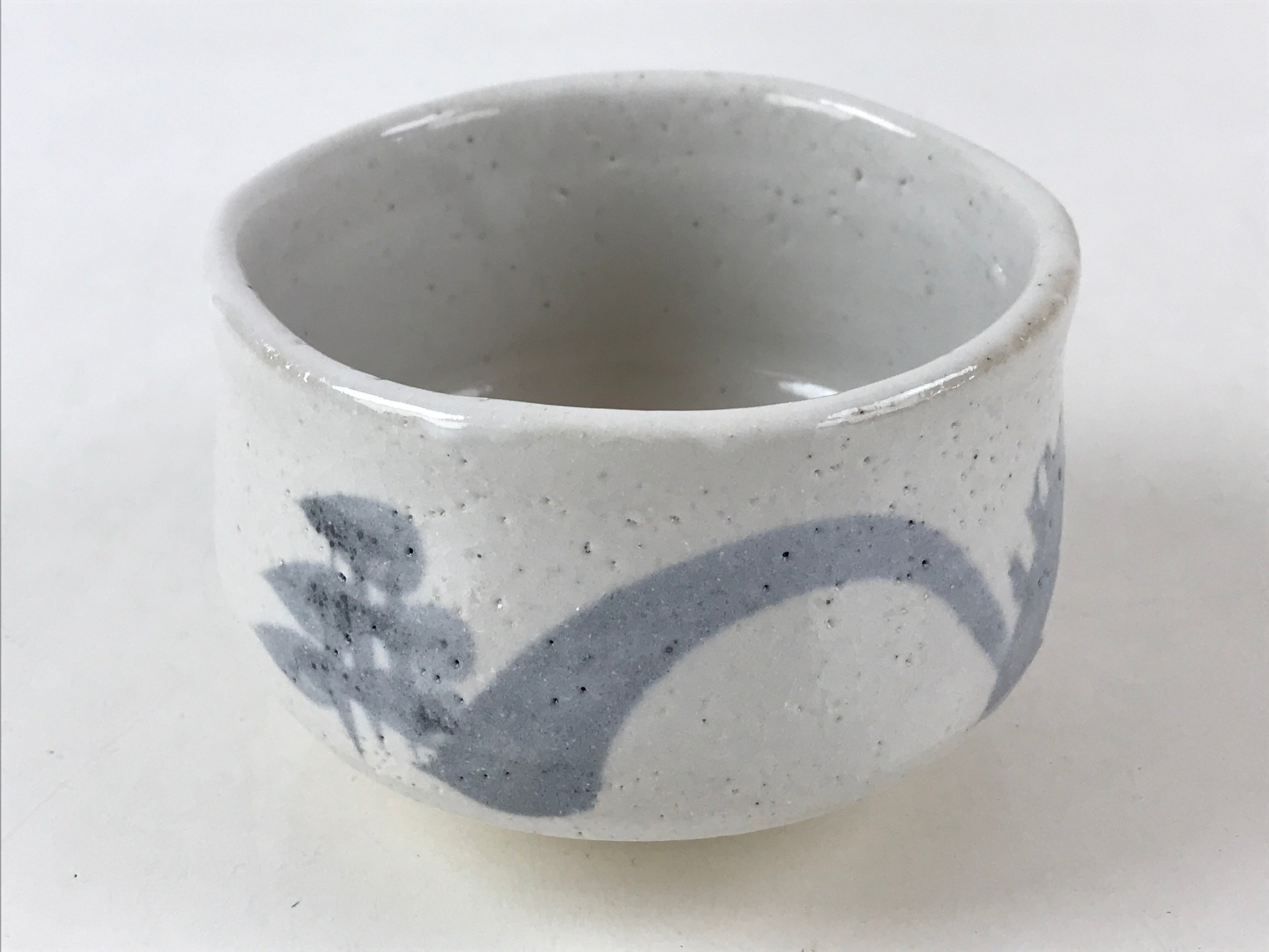 Japanese Ceramic Shino Ware Green Tea Bowl Vtg White Matcha Chawan Sado PX684