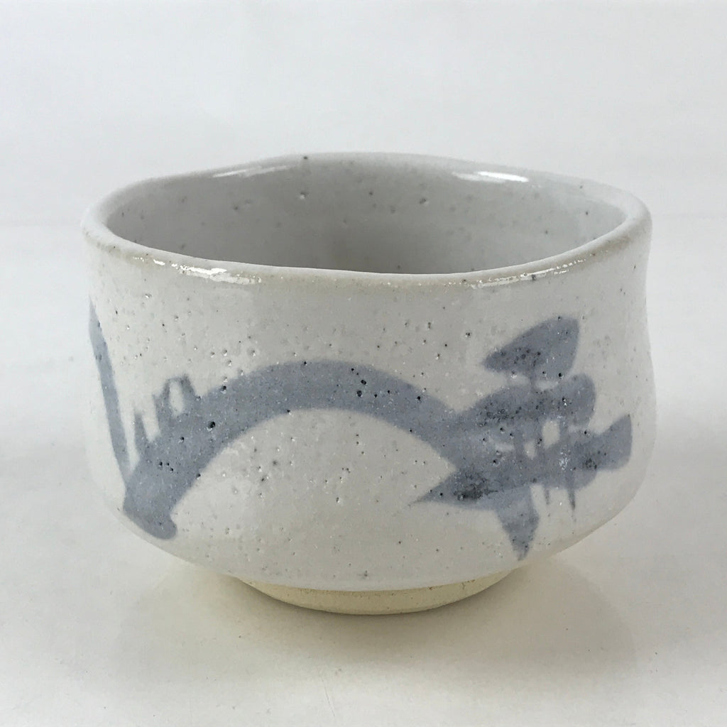 Japanese Ceramic Shino Ware Green Tea Bowl Vtg White Matcha Chawan Sado PX684