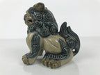 Japanese Ceramic Shishi Foo Lion Dog Statue Vtg Shisa Komainu Beige Blue ST84