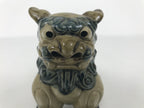 Japanese Ceramic Shishi Foo Lion Dog Statue Vtg Shisa Komainu Beige Blue ST84