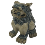 Japanese Ceramic Shishi Foo Lion Dog Statue Vtg Shisa Komainu Beige Blue ST84
