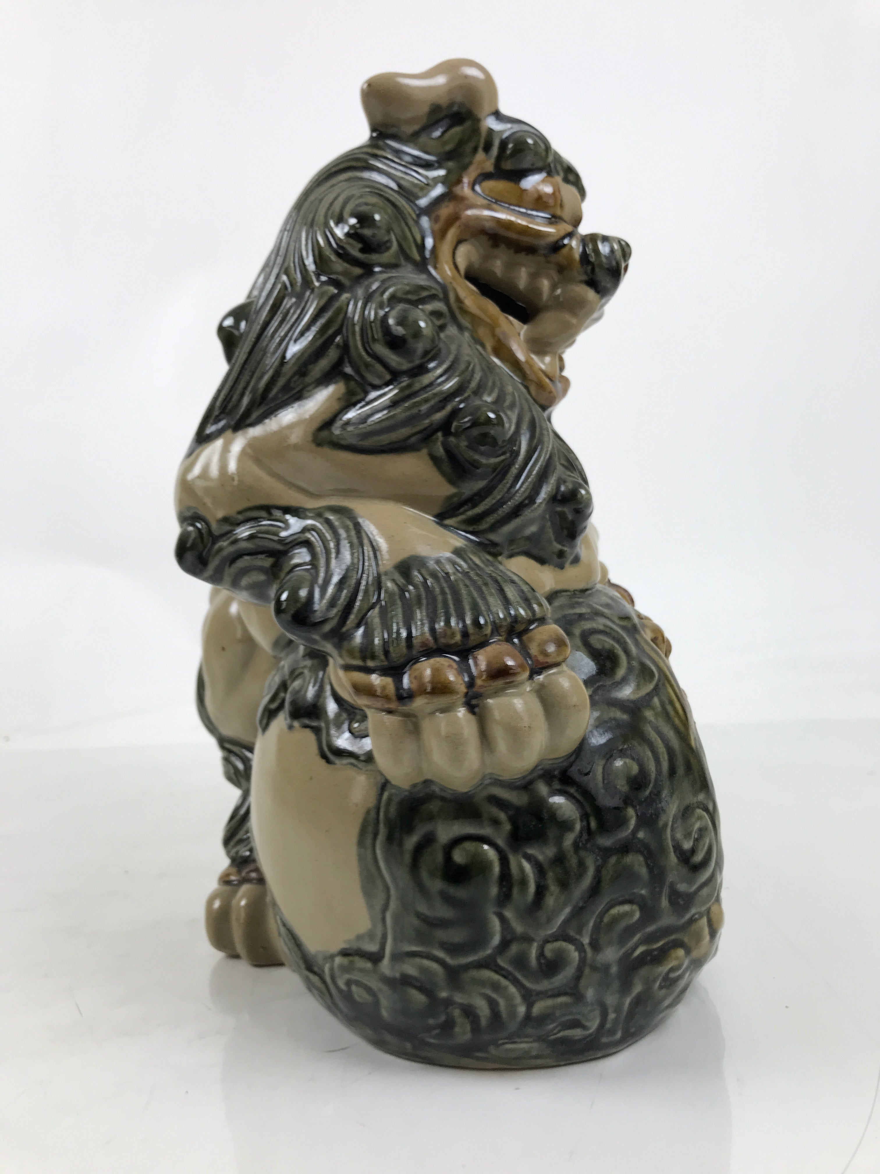 Japanese Ceramic Shishi Foo Lion Dog Statue Vtg Shisa Komainu Okimono Brown ST53