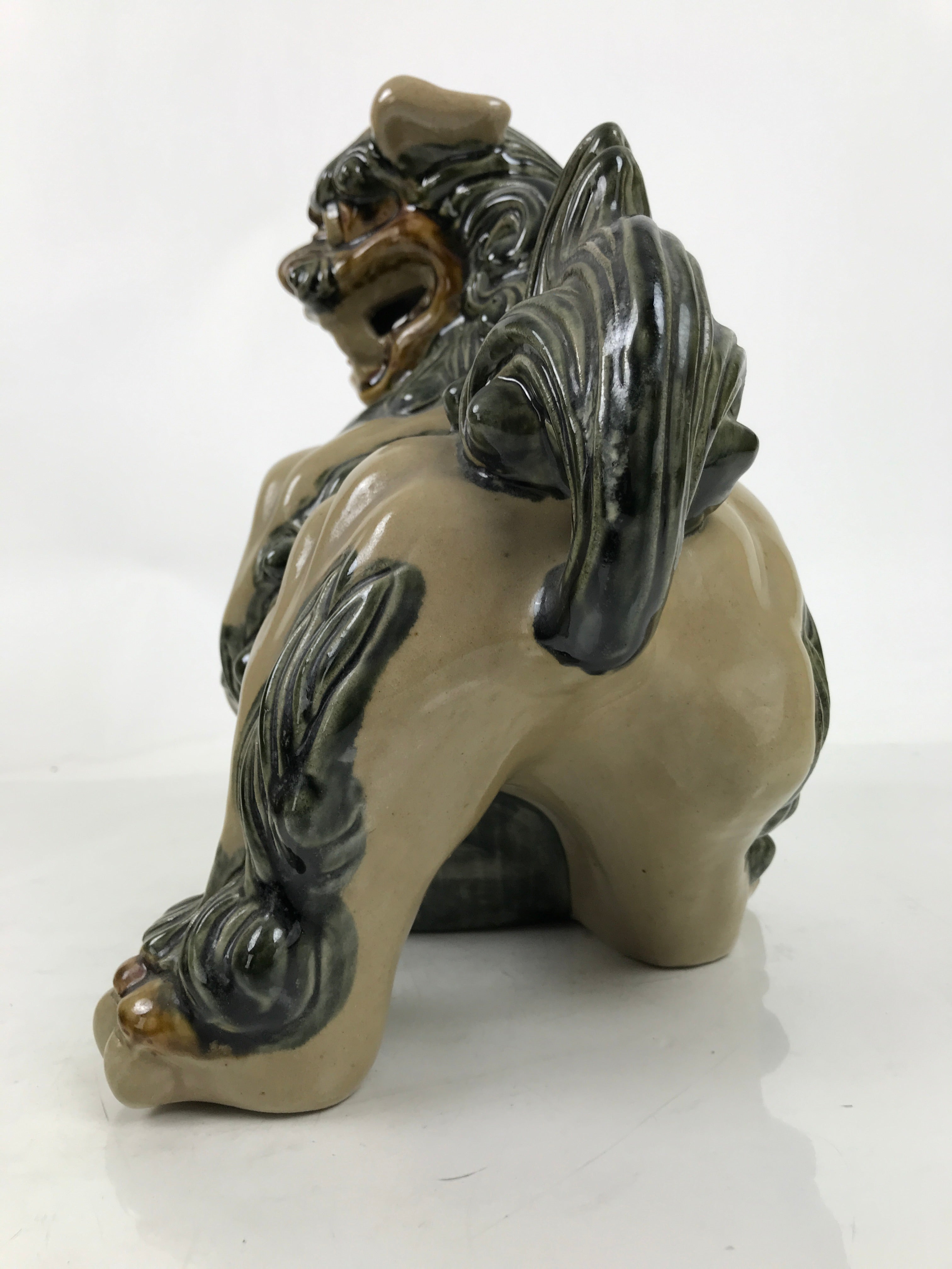 Japanese Ceramic Shishi Foo Lion Dog Statue Vtg Shisa Komainu Okimono Brown ST53
