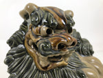 Japanese Ceramic Shishi Foo Lion Dog Statue Vtg Shisa Komainu Okimono Brown ST53