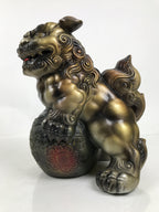 Japanese Ceramic Shishi Foo Lion Dog Statue Vtg Shisa Komainu Okimono Brown ST54