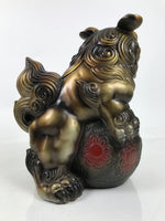 Japanese Ceramic Shishi Foo Lion Dog Statue Vtg Shisa Komainu Okimono Brown ST54