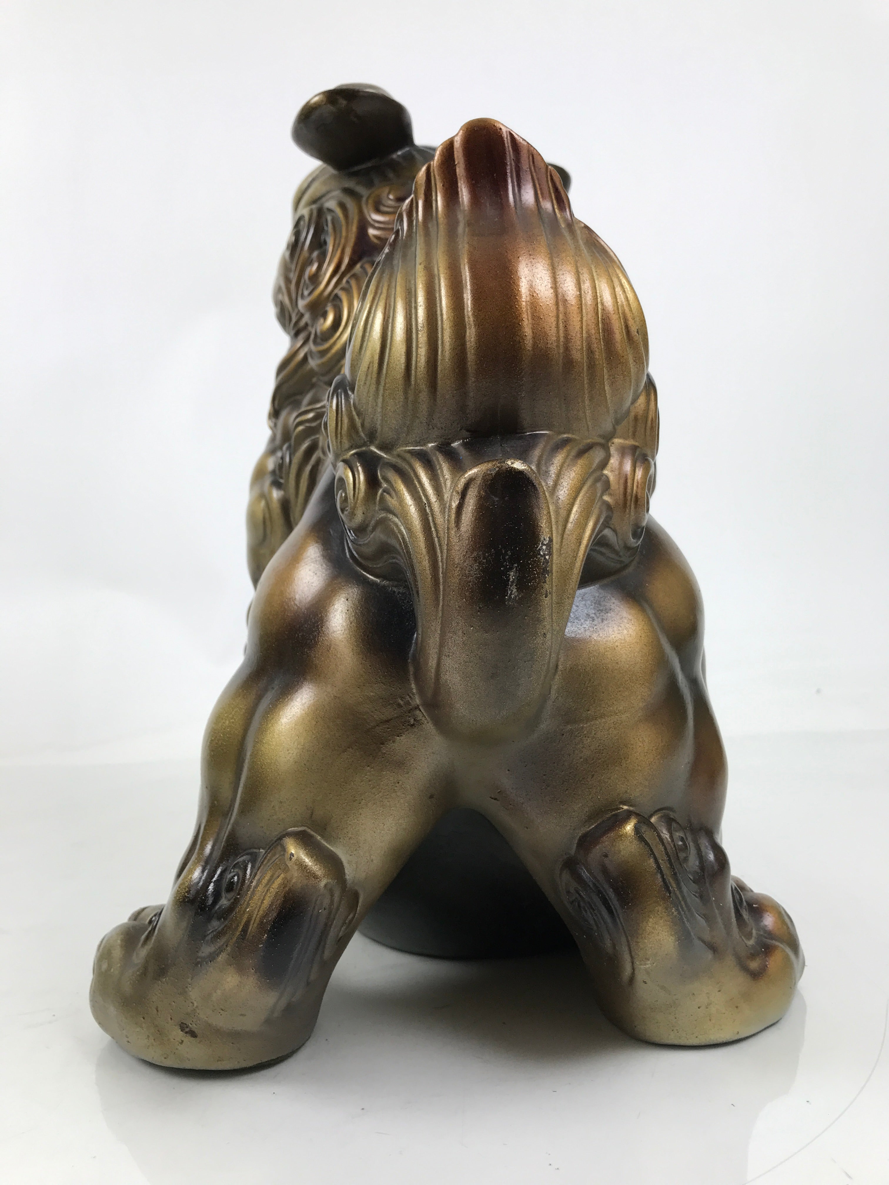 Japanese Ceramic Shishi Foo Lion Dog Statue Vtg Shisa Komainu Okimono Brown ST54