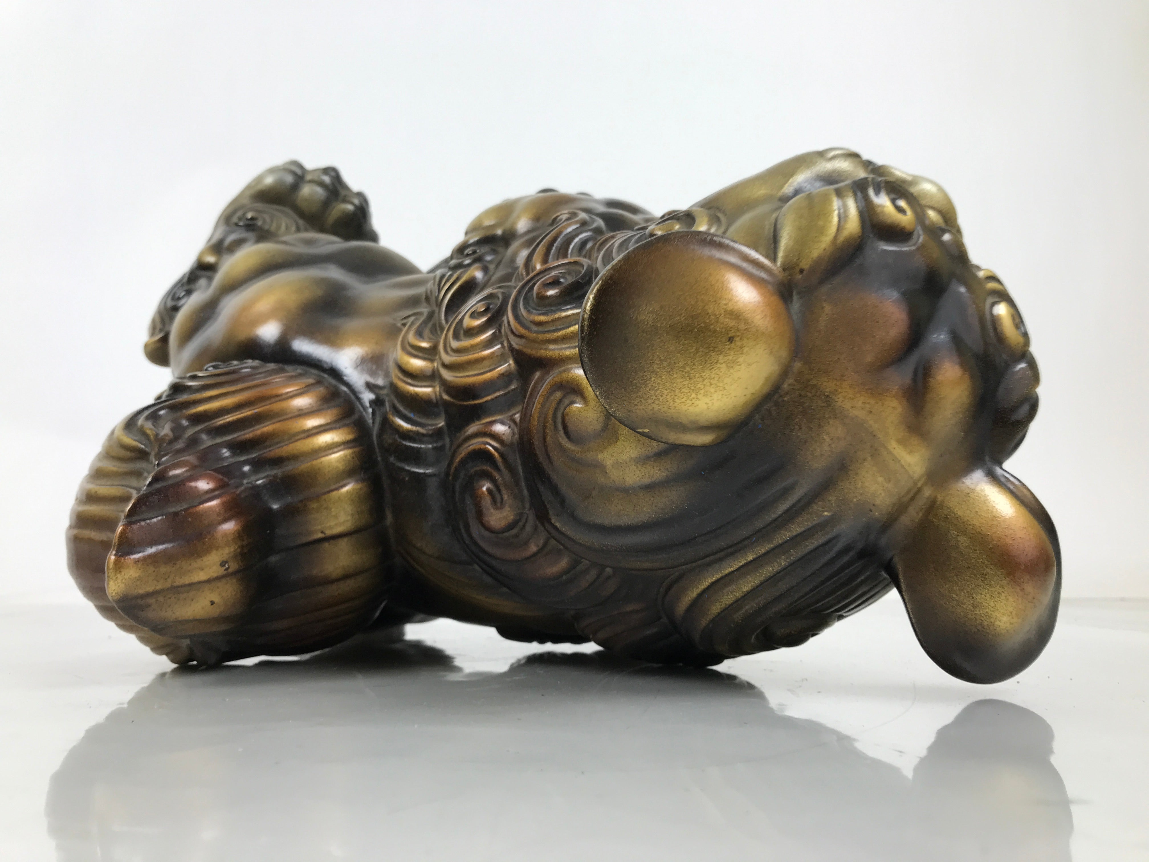 Japanese Ceramic Shishi Foo Lion Dog Statue Vtg Shisa Komainu Okimono Brown ST54