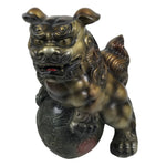 Japanese Ceramic Shishi Foo Lion Dog Statue Vtg Shisa Komainu Okimono Brown ST54
