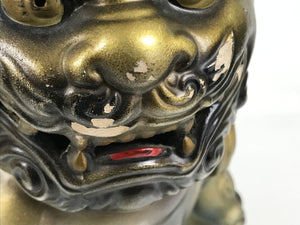 Komainu Okimono – Chien Gardien En Poterie, Vintage Japonais Fait Main