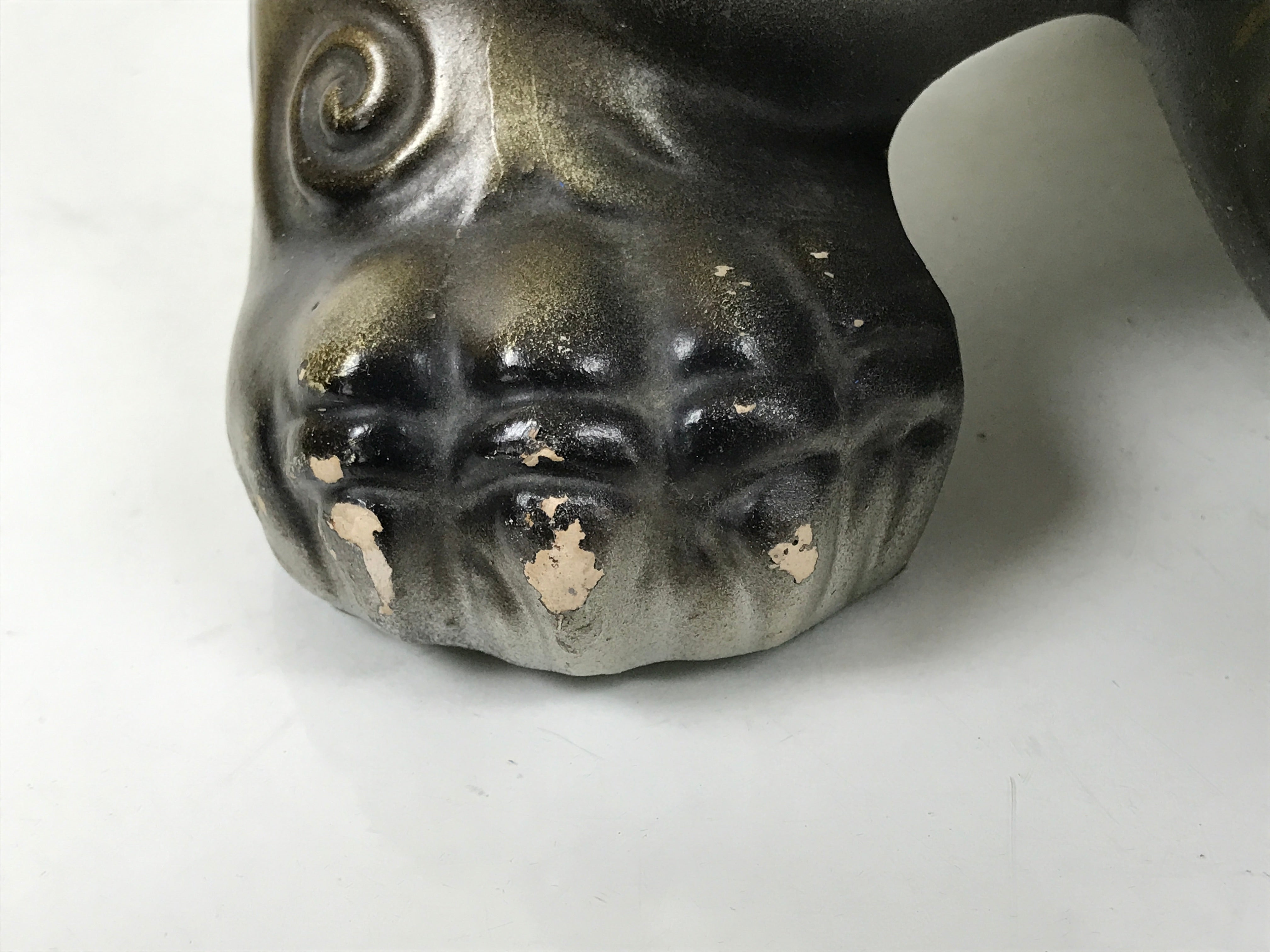 Japanese Ceramic Shishi Foo Lion Dog Statue Vtg Shisa Komainu Okimono Brown ST55