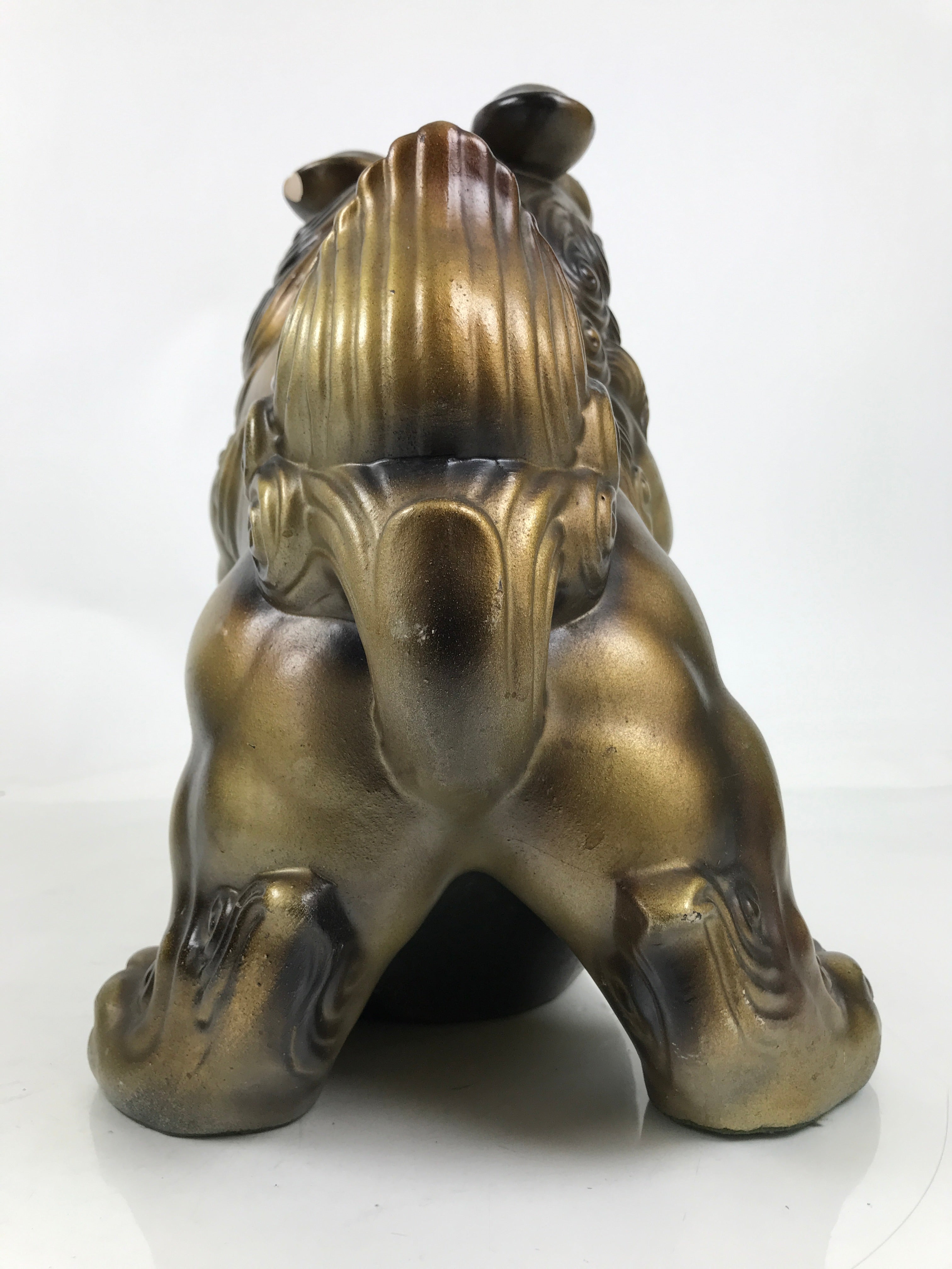 Japanese Ceramic Shishi Foo Lion Dog Statue Vtg Shisa Komainu Okimono Brown ST55