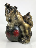 Japanese Ceramic Shishi Foo Lion Dog Statue Vtg Shisa Komainu Okimono Brown ST55