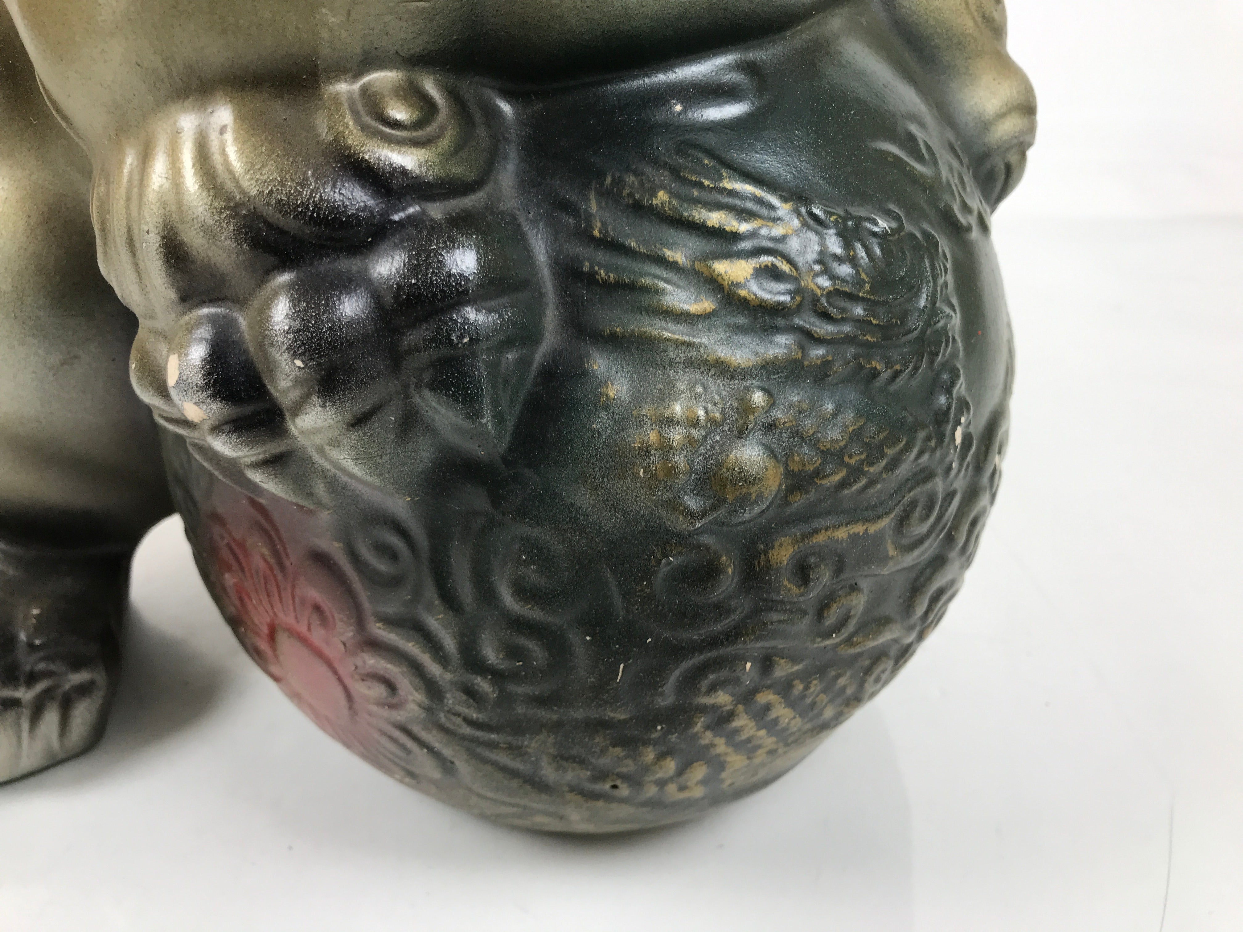 Japanese Ceramic Shishi Foo Lion Dog Statue Vtg Shisa Komainu Okimono Brown ST55