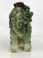 Japanese Ceramic Shishi Foo Lion Dog Statue Vtg Shisa Komainu Okimono Green ST52