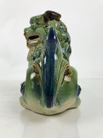 Japanese Ceramic Shishi Foo Lion Dog Statue Vtg Shisa Komainu Okimono Green ST52