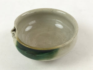 Japanese Ceramic Side Dish Bowl Vtg Nimono Beige Green Crackle Yakimono PY532