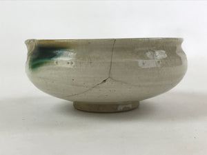 Japanese Ceramic Side Dish Bowl Vtg Nimono Beige Green Crackle Yakimono PY534