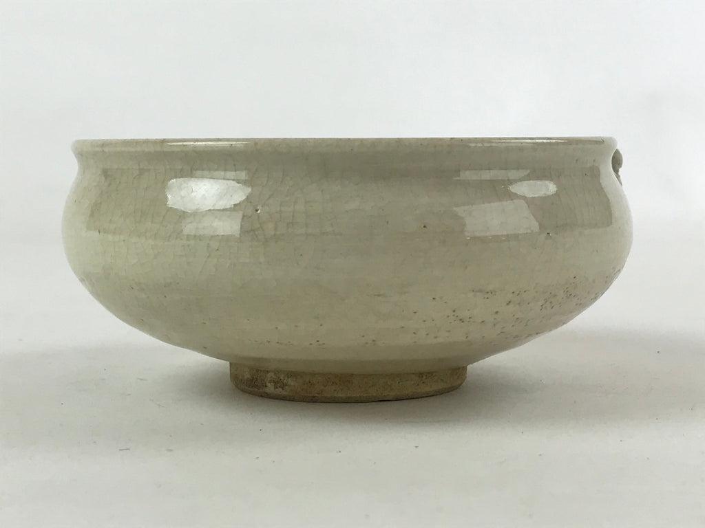 Japanese Ceramic Side Dish Bowl Vtg Nimono Beige Green Crackle Yakimono PY535