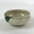 Japanese Ceramic Side Dish Bowl Vtg Nimono Beige Green Crackle Yakimono PY535