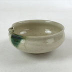 Japanese Ceramic Side Dish Bowl Vtg Nimono Beige Green Crackle Yakimono PY535
