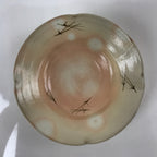 Japanese Ceramic Side Dish Bowl Vtg Pine Needles Design Beige Pink Pottery PY827