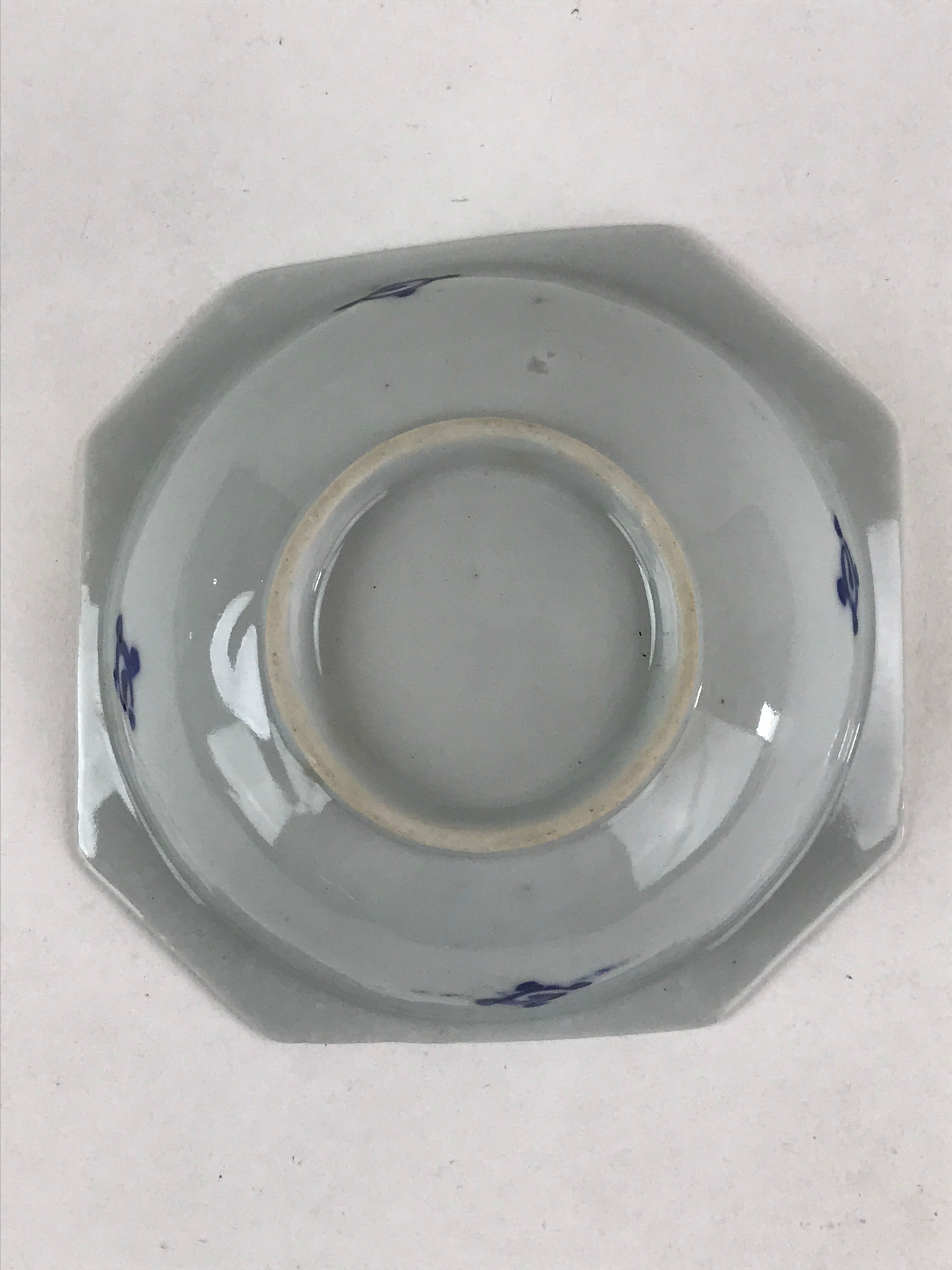 Japanese Ceramic Side Dish Plate Vtg Octagonal White Blue Bowl Yakimono PY482