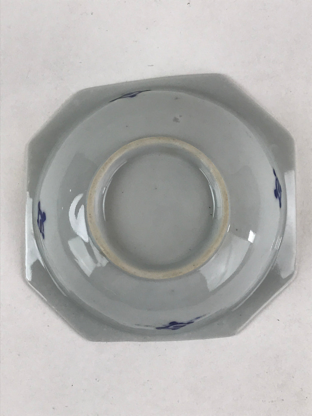 Japanese Ceramic Side Dish Plate Vtg Octagonal White Blue Bowl Yakimono PY482