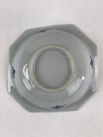 Japanese Ceramic Side Dish Plate Vtg Octagonal White Blue Bowl Yakimono PY482