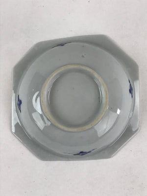 Japanese Ceramic Side Dish Plate Vtg Octagonal White Blue Bowl Yakimono PY482