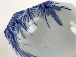 Japanese Ceramic Side Dish Plate Vtg Octagonal White Blue Bowl Yakimono PY482