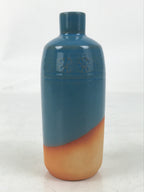 Japanese Ceramic Single Flower Vase Vtg Small Kabin Brown Blue Unglazed MFV96