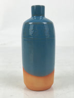 Japanese Ceramic Single Flower Vase Vtg Small Kabin Brown Blue Unglazed MFV96