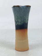 Japanese Ceramic Single Flower Vase Vtg Small Kabin Brown Blue Unglazed MFV97