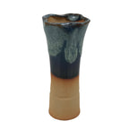 Japanese Ceramic Single Flower Vase Vtg Small Kabin Brown Blue Unglazed MFV97