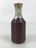 Japanese Ceramic Single Flower Vase Vtg Small Kabin Brown Round Octagon MFV95