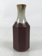 Japanese Ceramic Single Flower Vase Vtg Small Kabin Brown Round Octagon MFV95