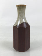 Japanese Ceramic Single Flower Vase Vtg Small Kabin Brown Round Octagon MFV95