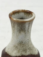 Japanese Ceramic Single Flower Vase Vtg Small Kabin Brown Round Octagon MFV95