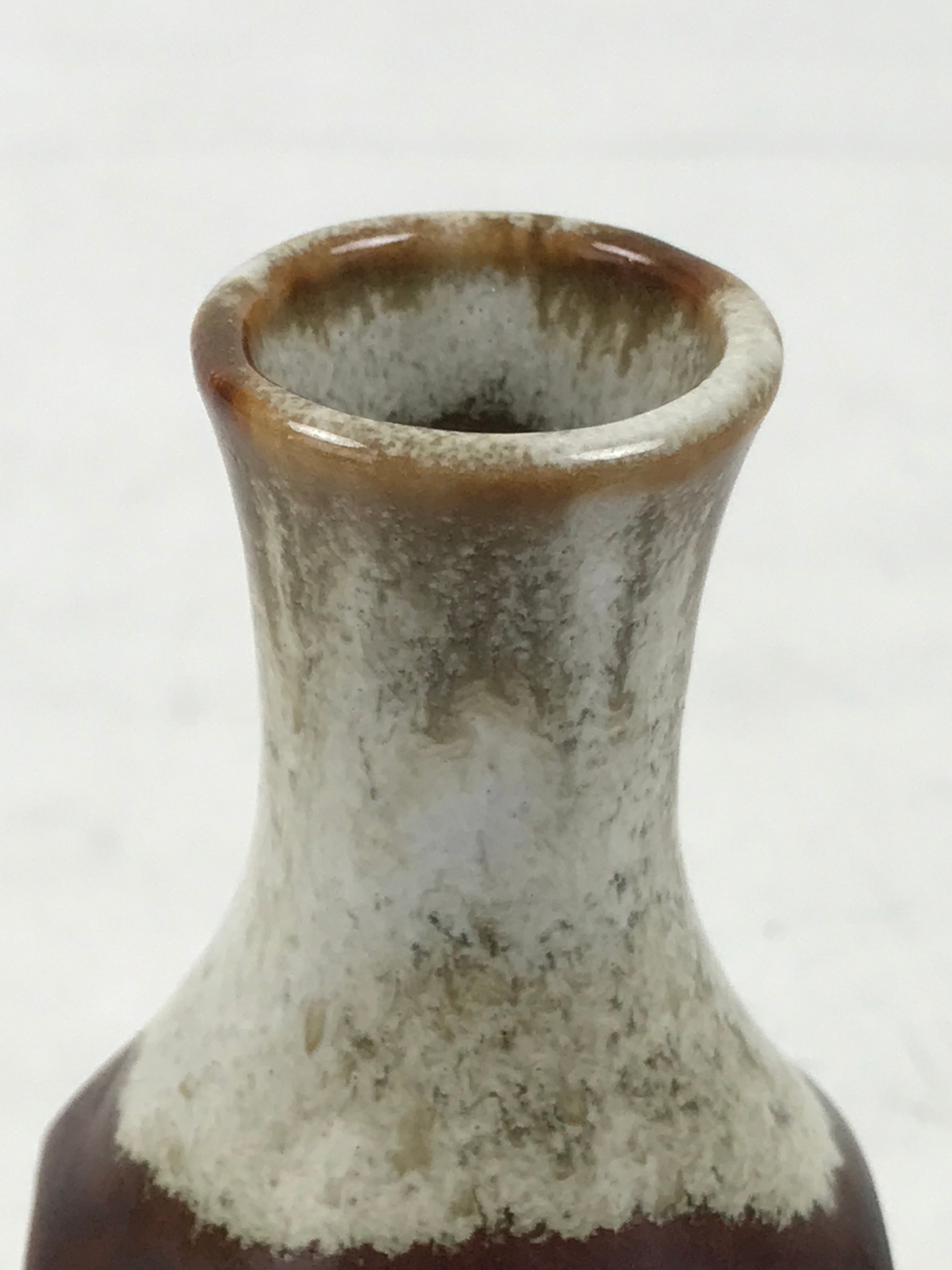 Japanese Ceramic Single Flower Vase Vtg Small Kabin Brown Round Octagon MFV95